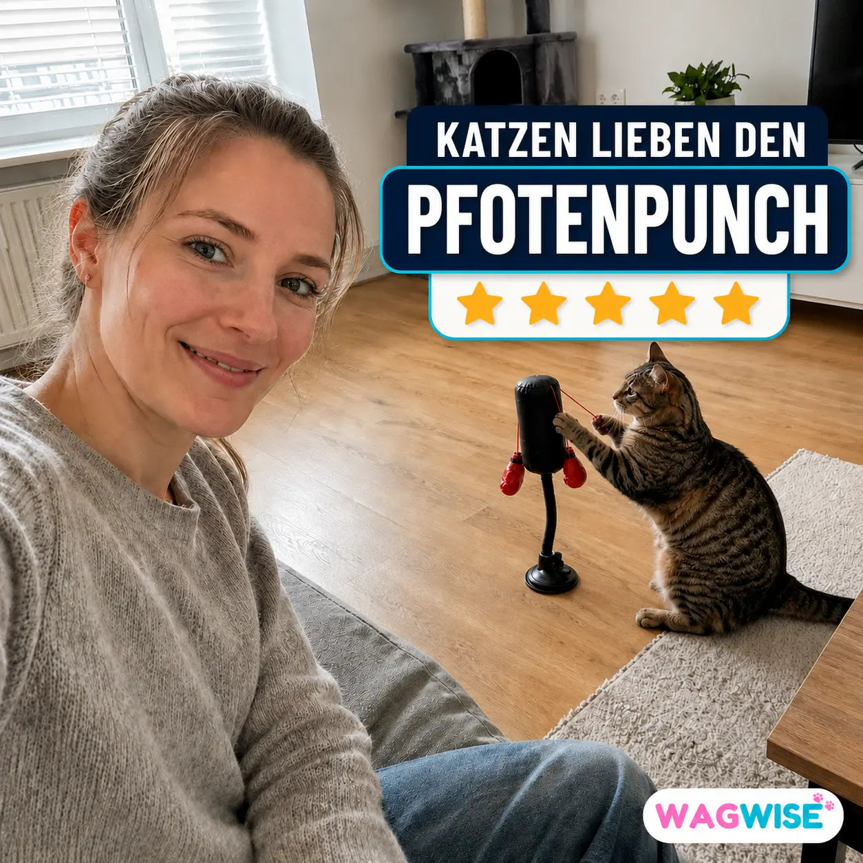 PfotenPunch™ Interaktiver Katzen-Boxsack